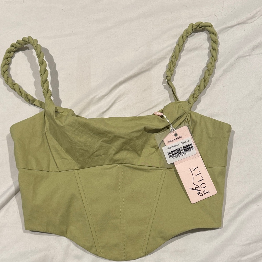 Oh Polly Sage Green Braided Strap Corset